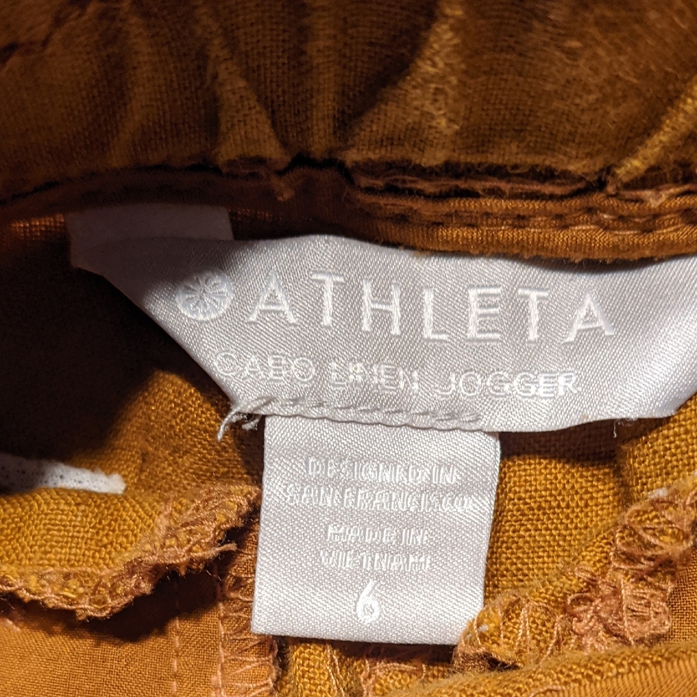 Athleta Brown Cabo Linen Joggers with Elasticated Cuffs - Picture 2 of 5